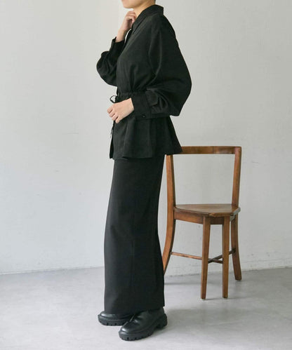 可調節廓形抽繩麂皮長款上衣/麂皮襯衫【SUM1 STYLE】