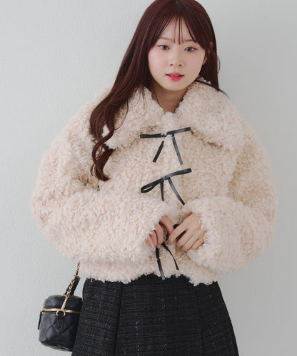 【可選兩種長度！】多功能蝴蝶結短絨夾克【官網！】
