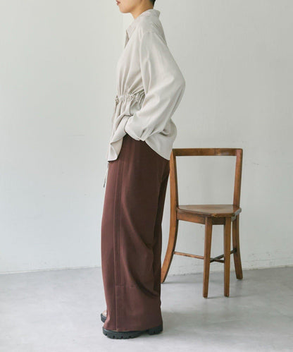 可調節廓形抽繩麂皮長款上衣/麂皮襯衫【SUM1 STYLE】