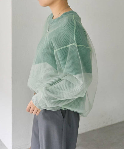 拼接設計撞色透視針織衫【SUM1 STYLE(スミスタイル)】