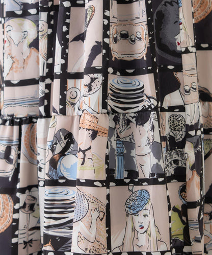 【NAO】藝術圖案喇叭裙