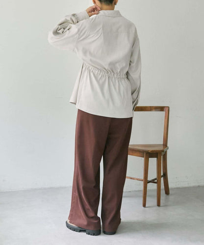 可調節廓形抽繩麂皮長款上衣/麂皮襯衫【SUM1 STYLE】