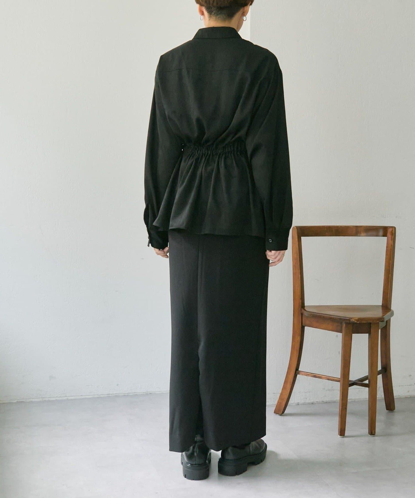 可調節廓形抽繩麂皮長款上衣/麂皮襯衫【SUM1 STYLE】