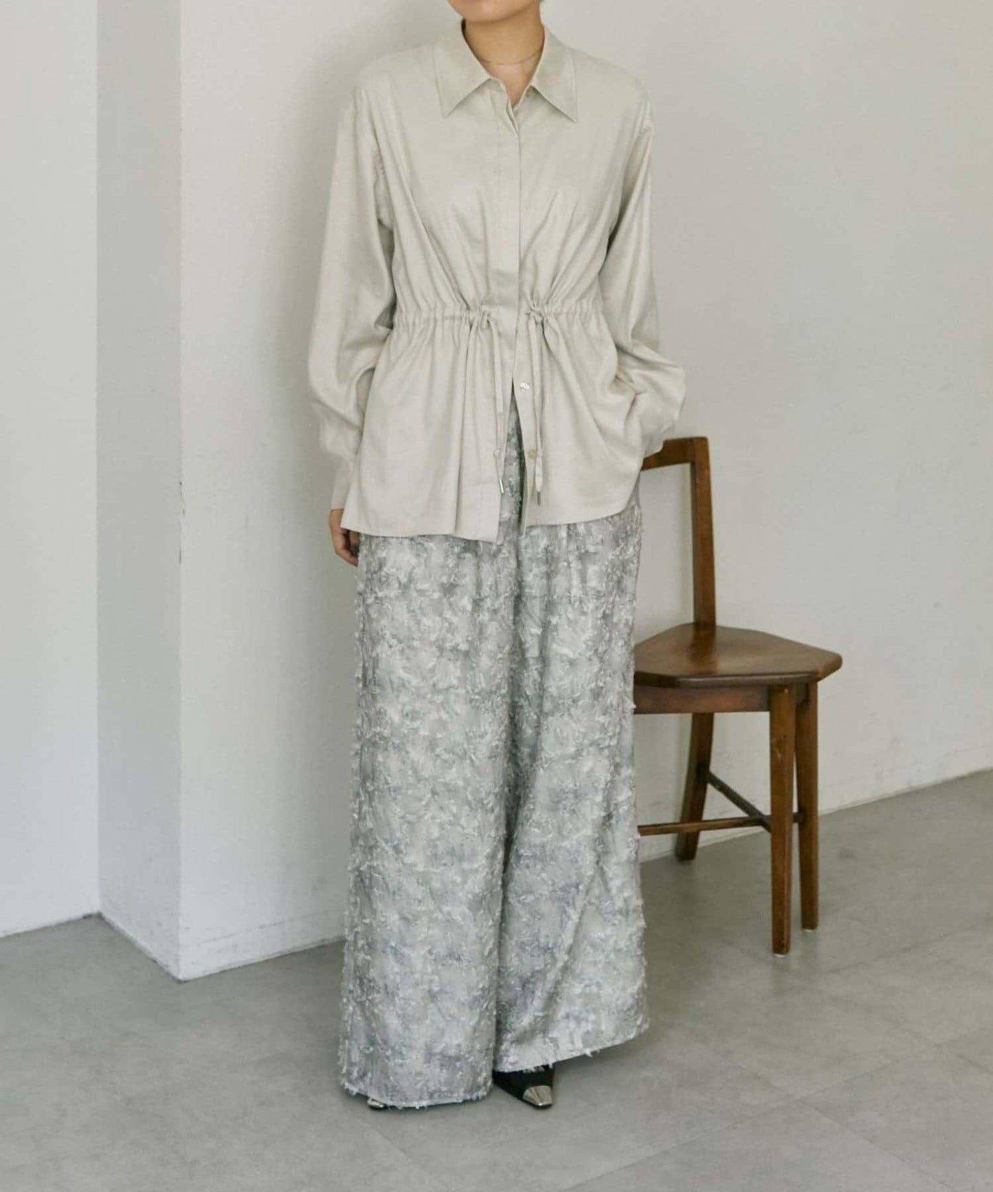 可調節廓形抽繩麂皮長款上衣/麂皮襯衫【SUM1 STYLE】