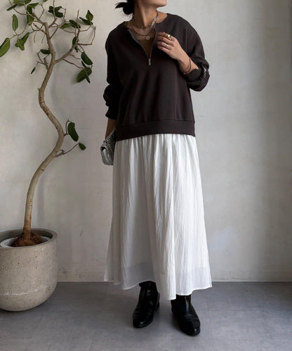 半拉鍊拼接連衣裙