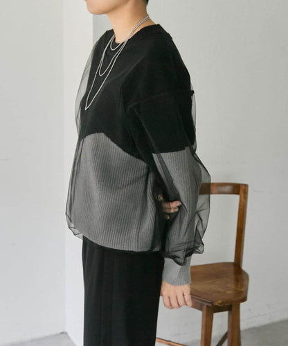 拼接設計撞色透視針織衫【SUM1 STYLE(スミスタイル)】