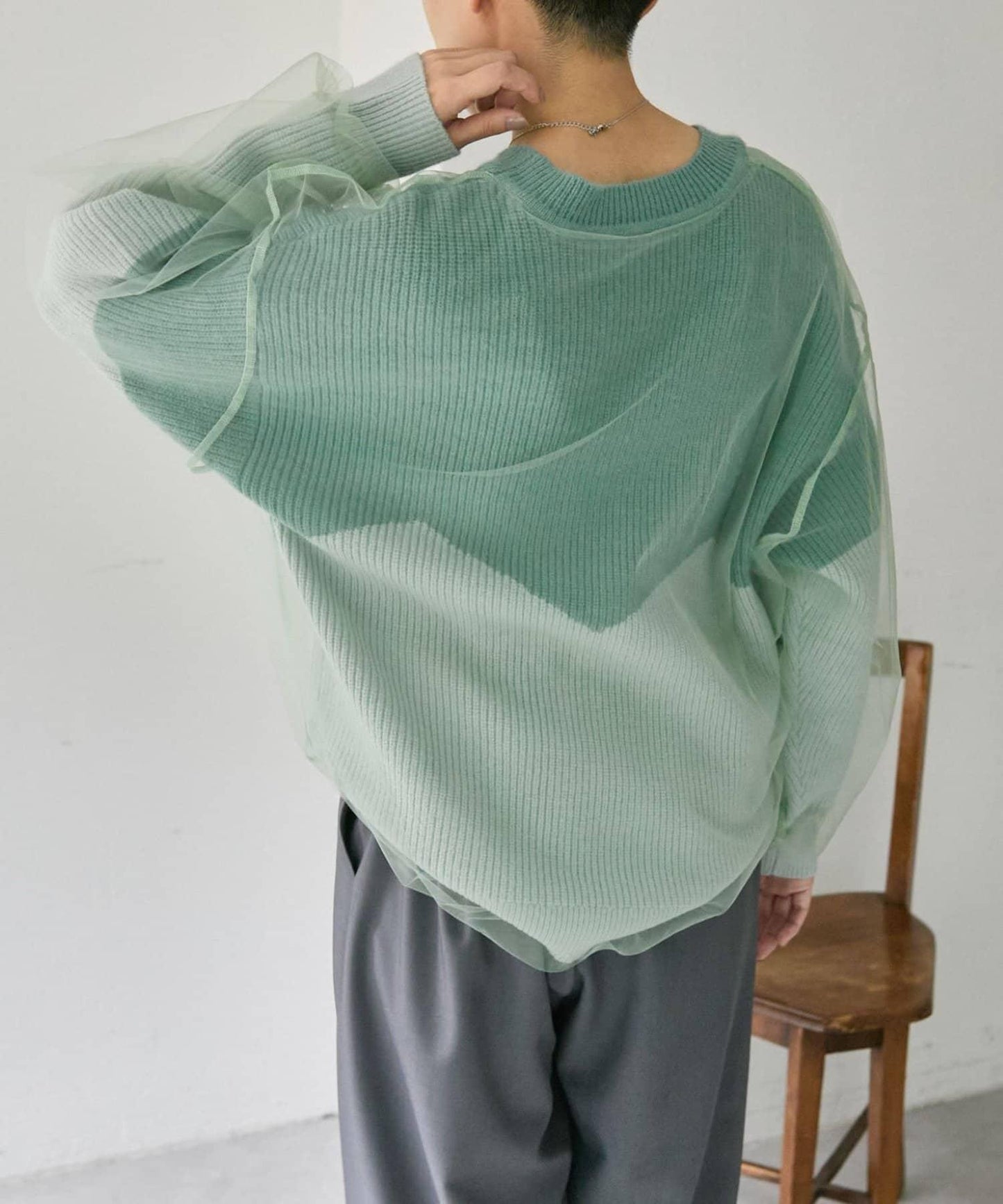 拼接設計撞色透視針織衫【SUM1 STYLE(スミスタイル)】