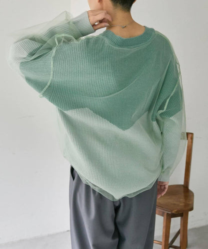 拼接設計撞色透視針織衫【SUM1 STYLE(スミスタイル)】