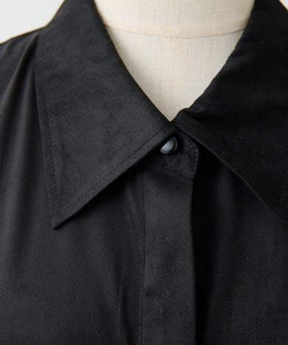 可調節廓形抽繩麂皮長款上衣/麂皮襯衫【SUM1 STYLE】