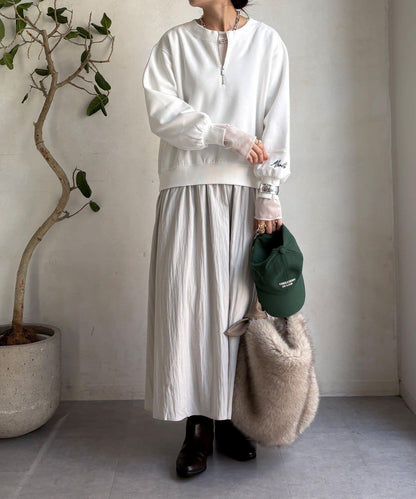 半拉鍊拼接連衣裙