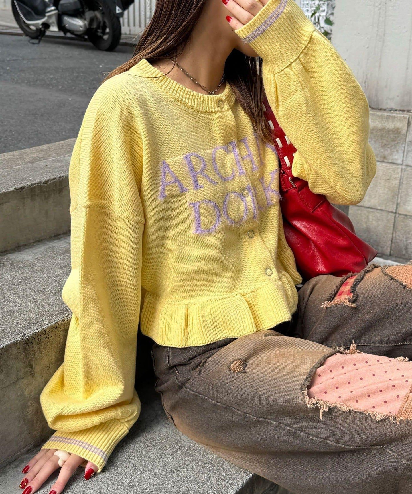 拼色流蘇標誌荷葉邊針織開衫