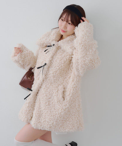 【可選兩種長度！】多功能蝴蝶結短絨夾克【官網！】