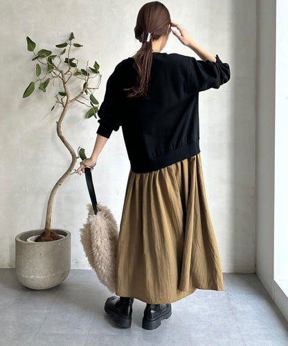 半拉鍊拼接連衣裙