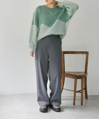 拼接設計撞色透視針織衫【SUM1 STYLE(スミスタイル)】