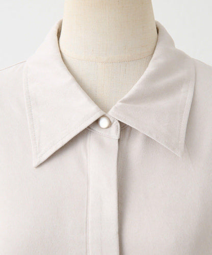 可調節廓形抽繩麂皮長款上衣/麂皮襯衫【SUM1 STYLE】