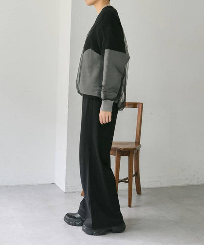 拼接設計撞色透視針織衫【SUM1 STYLE(スミスタイル)】