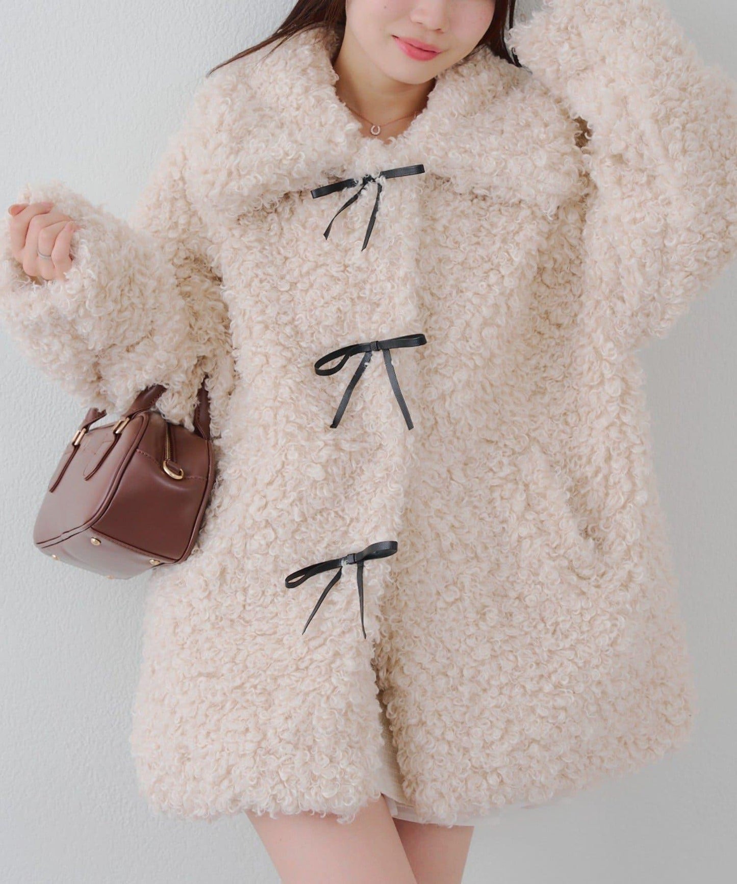 【可選兩種長度！】多功能蝴蝶結短絨夾克【官網！】