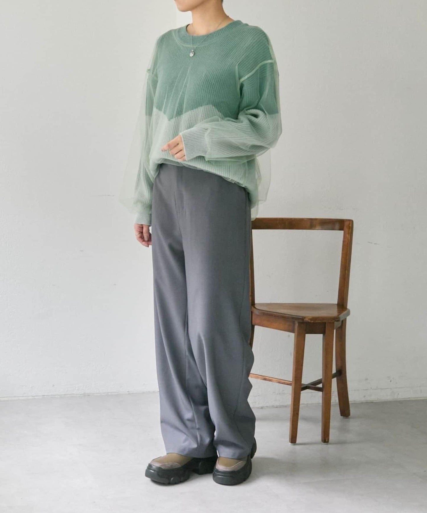 拼接設計撞色透視針織衫【SUM1 STYLE(スミスタイル)】