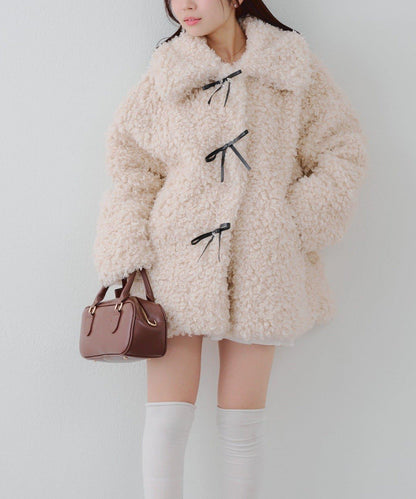 【可選兩種長度！】多功能蝴蝶結短絨夾克【官網！】