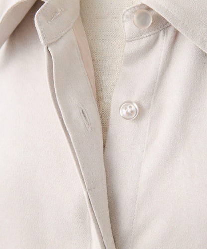 可調節廓形抽繩麂皮長款上衣/麂皮襯衫【SUM1 STYLE】