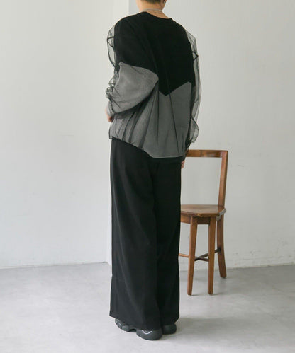 拼接設計撞色透視針織衫【SUM1 STYLE(スミスタイル)】