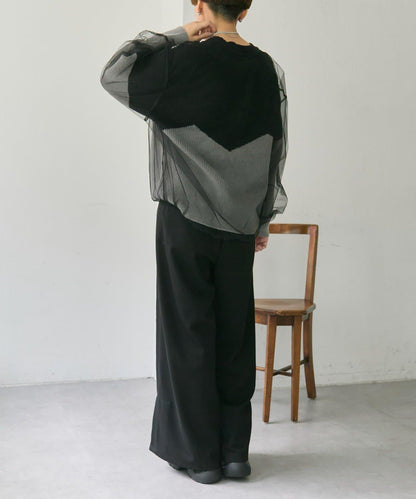 拼接設計撞色透視針織衫【SUM1 STYLE(スミスタイル)】