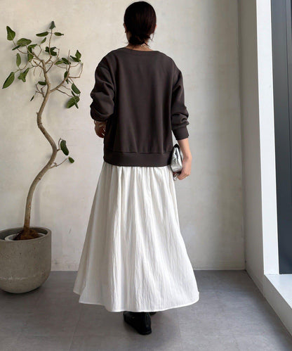 半拉鍊拼接連衣裙