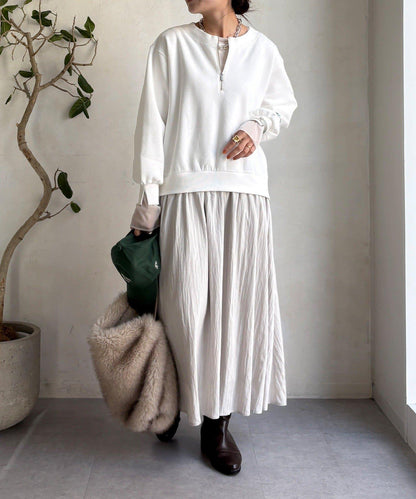 半拉鍊拼接連衣裙