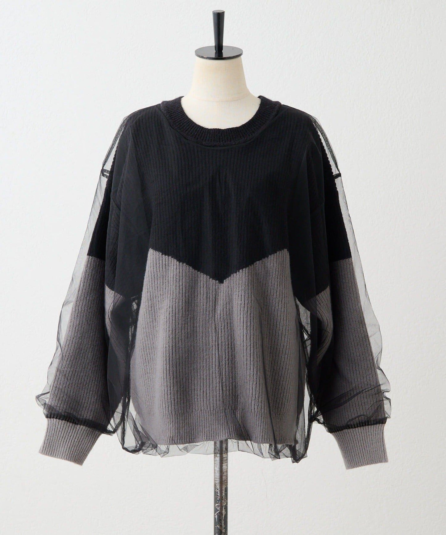 拼接設計撞色透視針織衫【SUM1 STYLE(スミスタイル)】