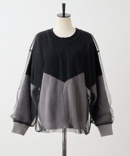 拼接設計撞色透視針織衫【SUM1 STYLE(スミスタイル)】
