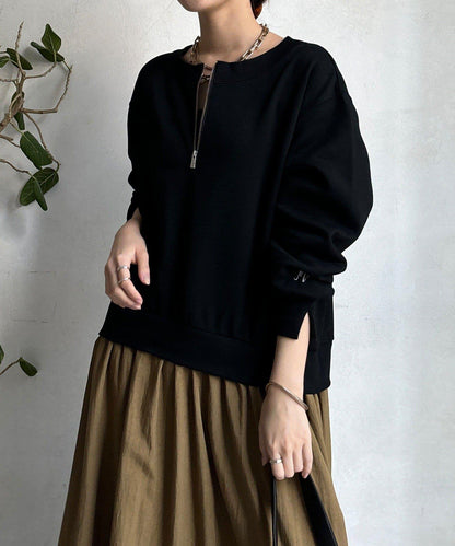 半拉鍊拼接連衣裙