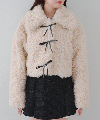 【可選兩種長度！】多功能蝴蝶結短絨夾克【官網！】