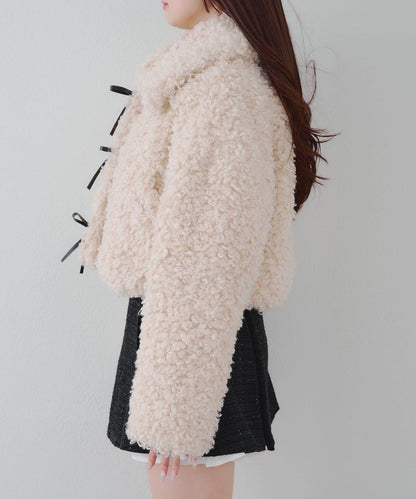 【可選兩種長度！】多功能蝴蝶結短絨夾克【官網！】