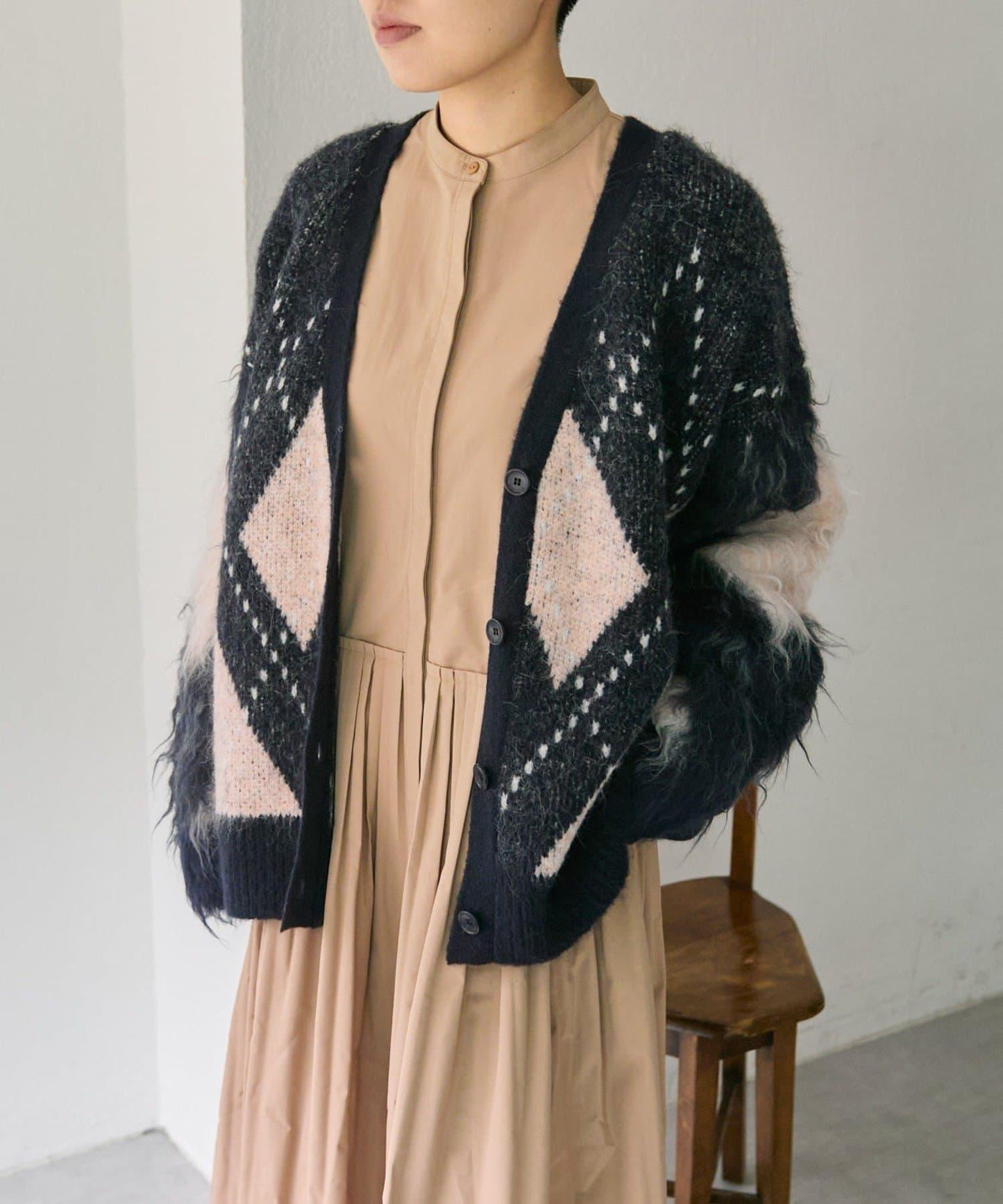 菱格針織開衫【SUM1 STYLE】