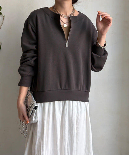 半拉鍊拼接連衣裙