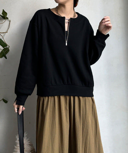 半拉鍊拼接連衣裙