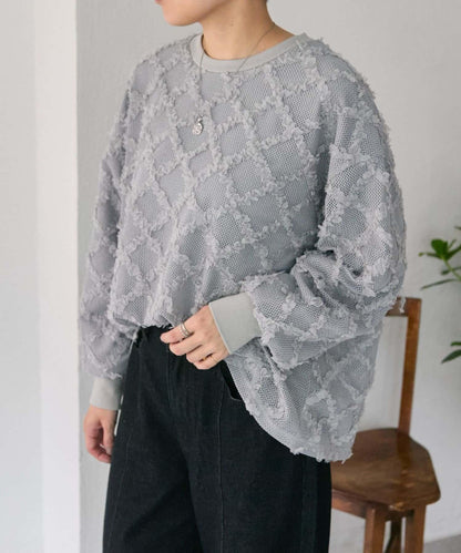 可伸縮透視蕾絲衛衣【SUM1 STYLE(スミスタイル)】
