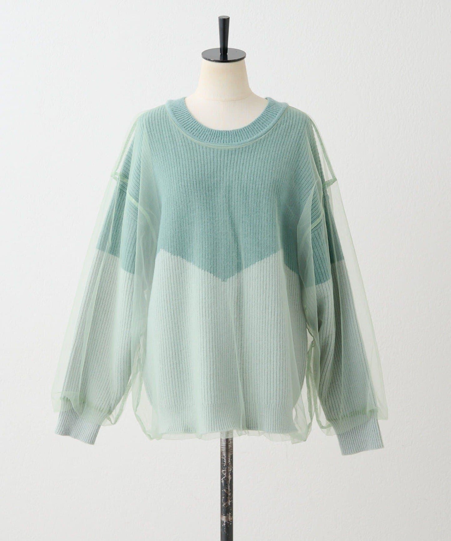 拼接設計撞色透視針織衫【SUM1 STYLE(スミスタイル)】