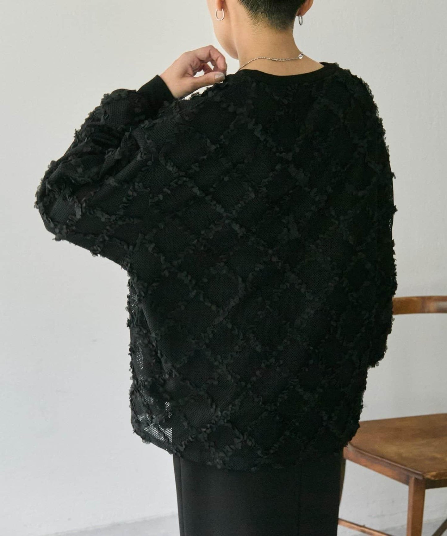 可伸縮透視蕾絲衛衣【SUM1 STYLE(スミスタイル)】