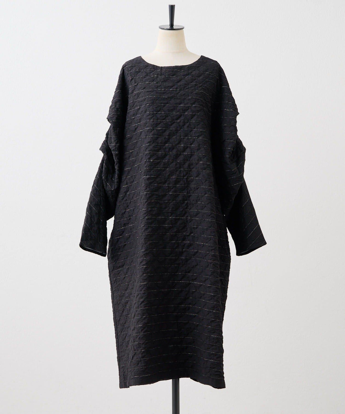 《オケージョン/ストライプ》長袖褶皺連衣裙【SUM1 STYLE】