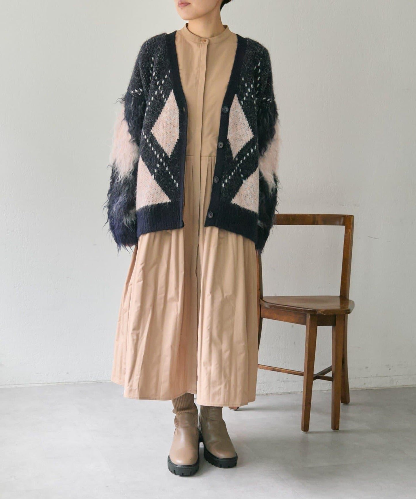 褶皺連衣裙【SUM1 STYLE(スミスタイル)】