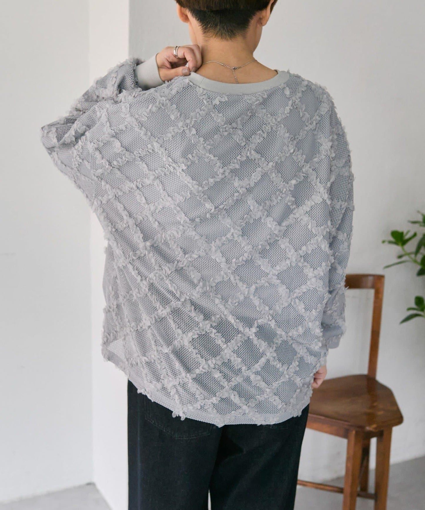 可伸縮透視蕾絲衛衣【SUM1 STYLE(スミスタイル)】