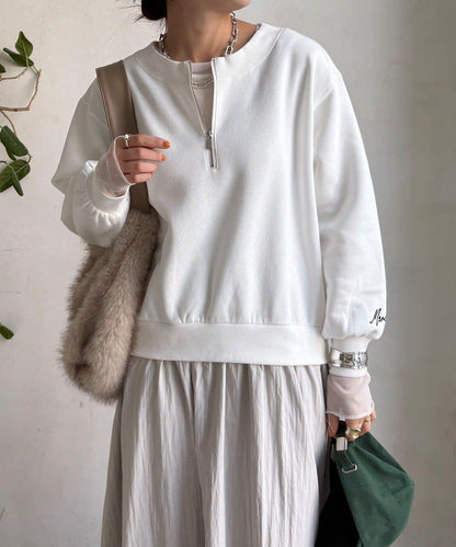 半拉鍊拼接連衣裙