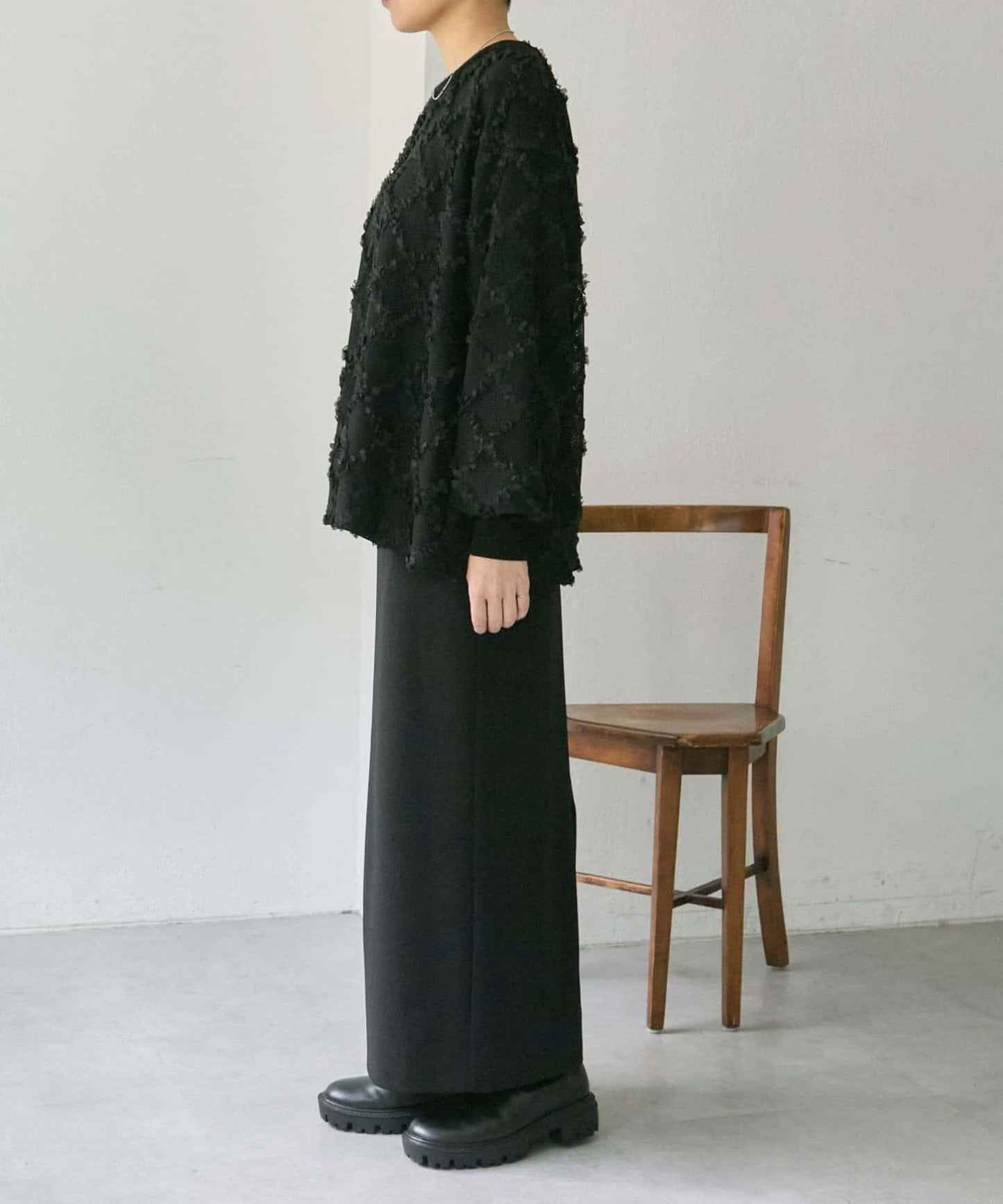 可伸縮透視蕾絲衛衣【SUM1 STYLE(スミスタイル)】