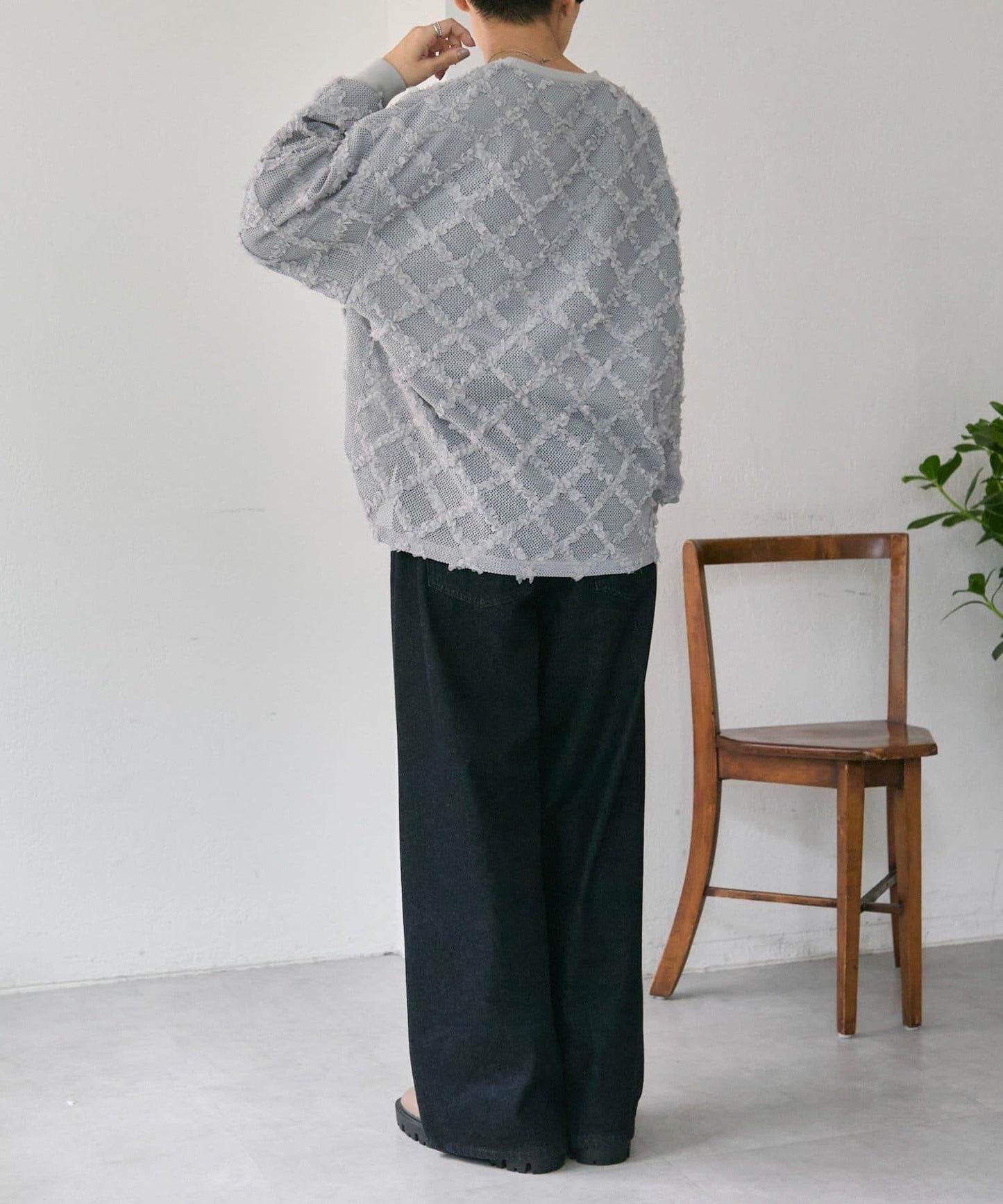 可伸縮透視蕾絲衛衣【SUM1 STYLE(スミスタイル)】