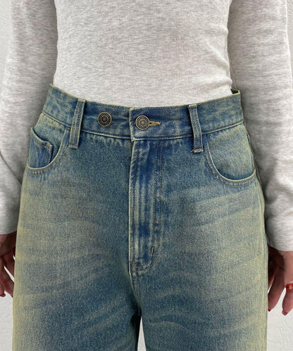 蝴蝶結拔染印花牛仔褲