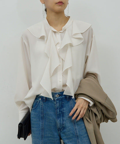 荷葉邊領結襯衫