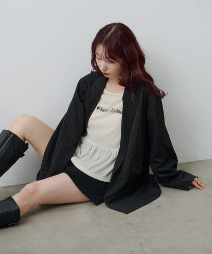 波點緞面西裝外套