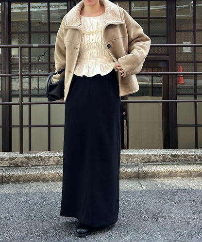 麂皮羊羔絨中長大衣