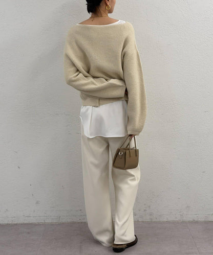 一字肩針織衫